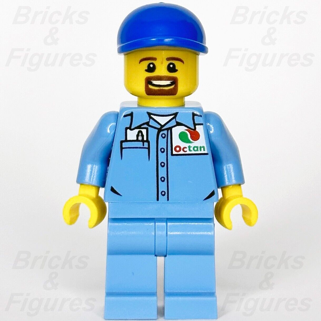 LEGO City Airport Refueler Minifigure Octan Logo Uniform Goatee 60100 cty0679 - Bricks & Figures