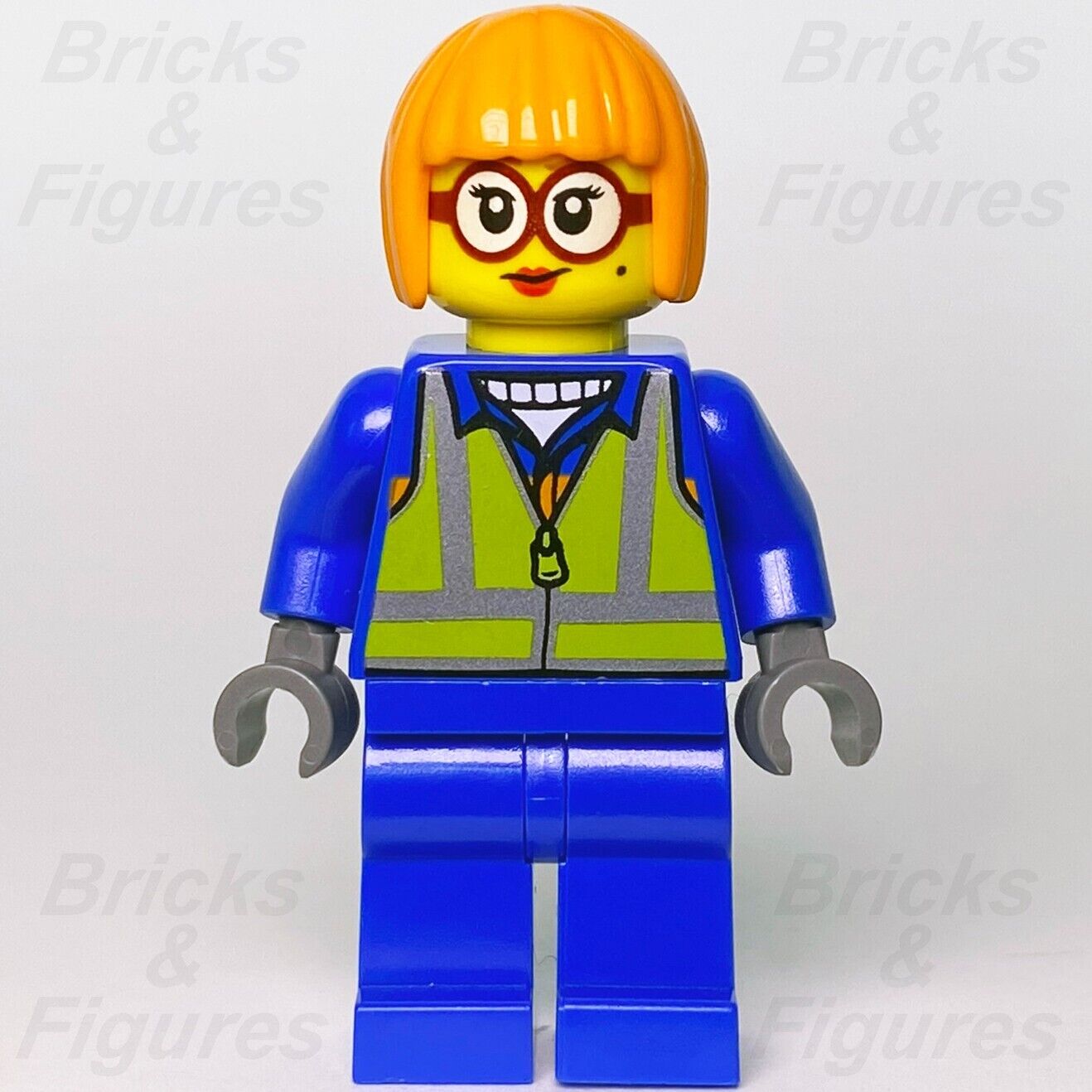 LEGO City Shirley Keeper Minifigure Blue Jacket Safety Vest 60371 60292 cty1244 - Bricks & Figures