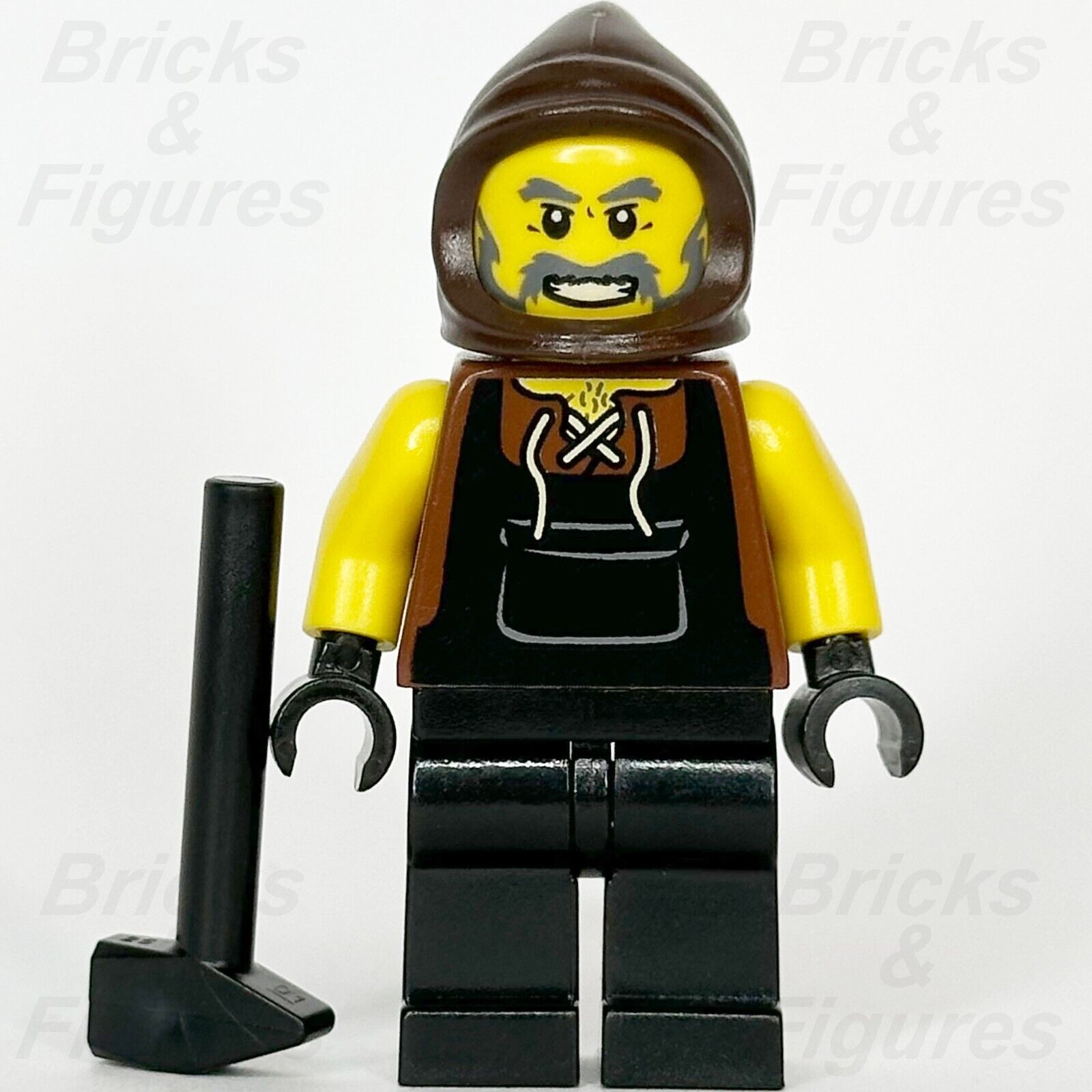 LEGO Castle Blacksmith Minifigure Fantasy Era Black Apron Outfit 10193 cas413 - Bricks & Figures