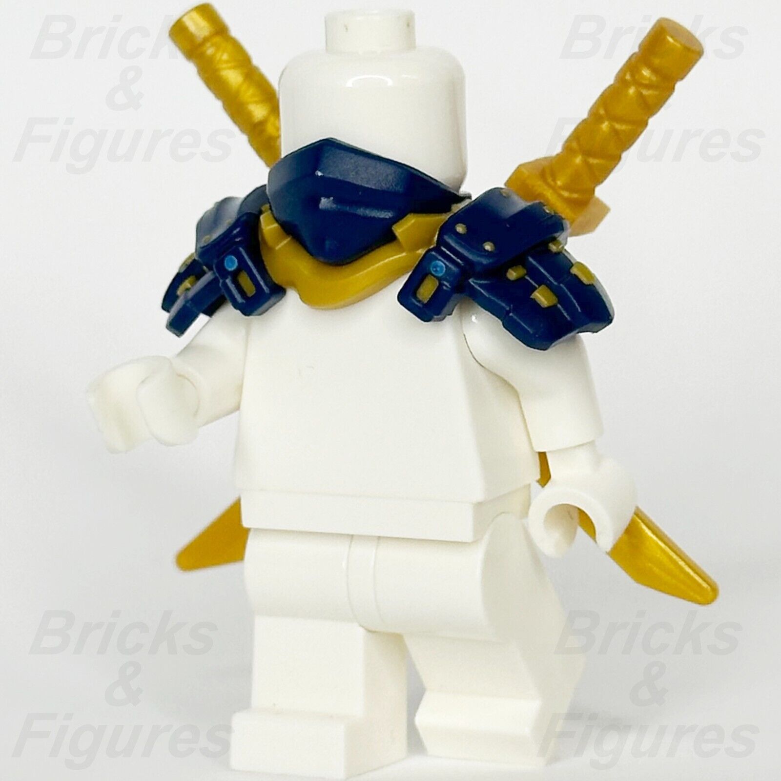 LEGO Ninjago Minifigure Shoulder Armour Part Dark Blue Scabbard 2 Katana Swords - Bricks & Figures