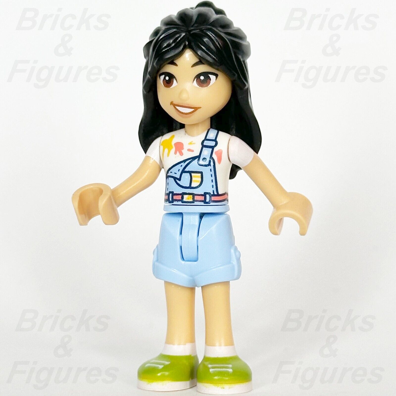 LEGO Friends Liann Minifigure Blue Overalls Paint Marks Lime Shoes 41739 frnd600 - Bricks & Figures