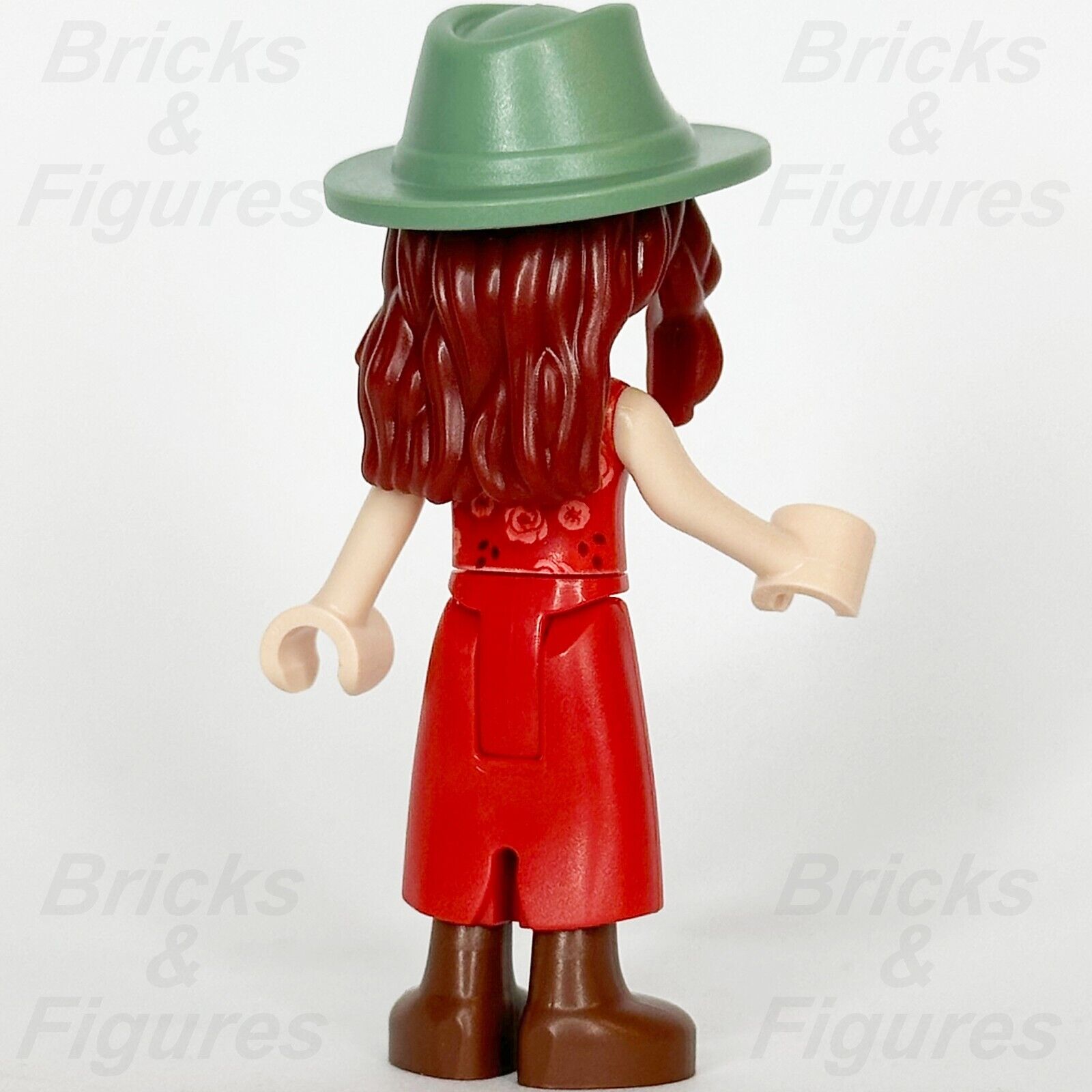 LEGO Friends Riley Minifigure Red Dress Sand Green Hat Brown Shoes 41732 frnd572 - Bricks & Figures