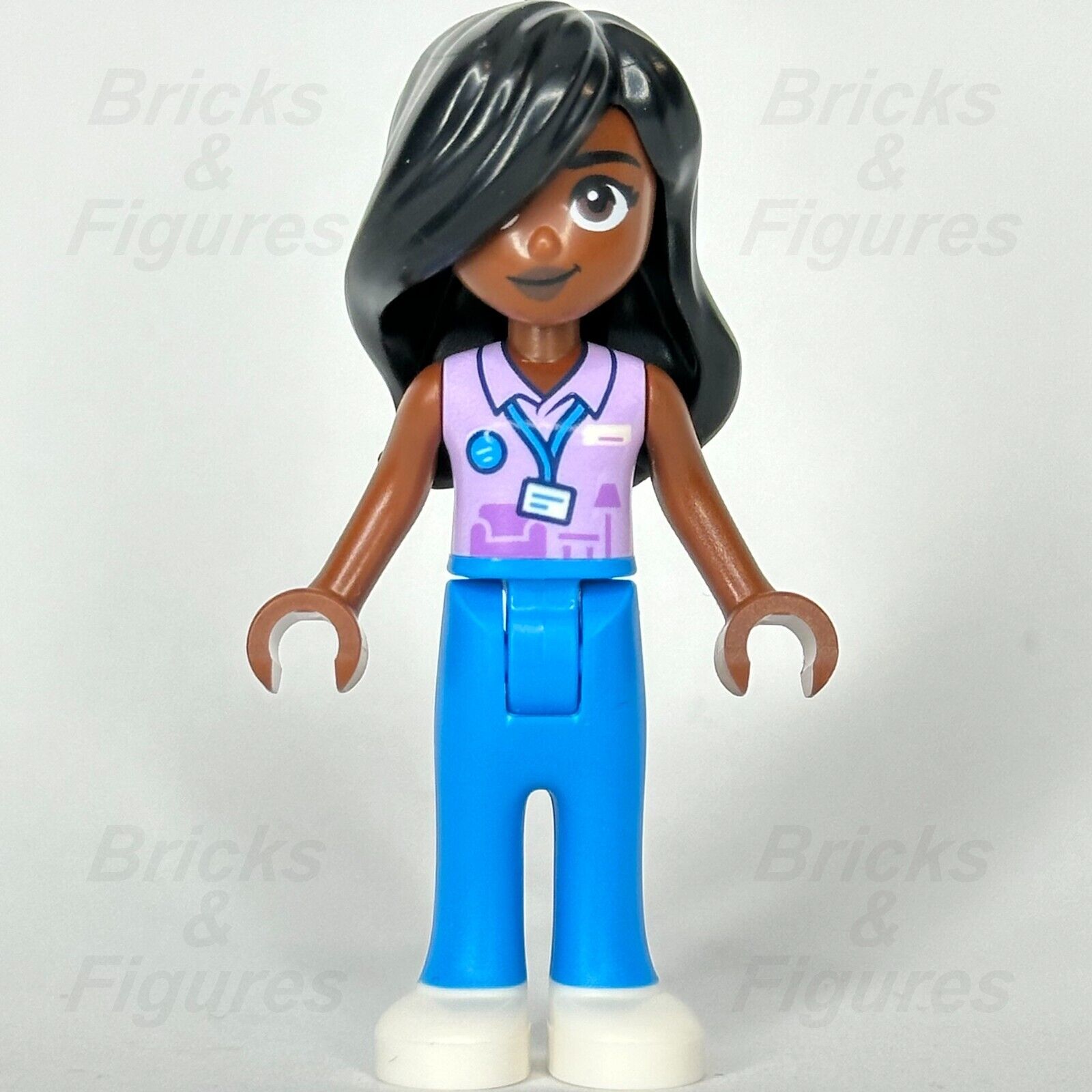 LEGO Friends Aida Minifigure Light Purple Vest with Badge Lanyard 41732 frnd568 - Bricks & Figures