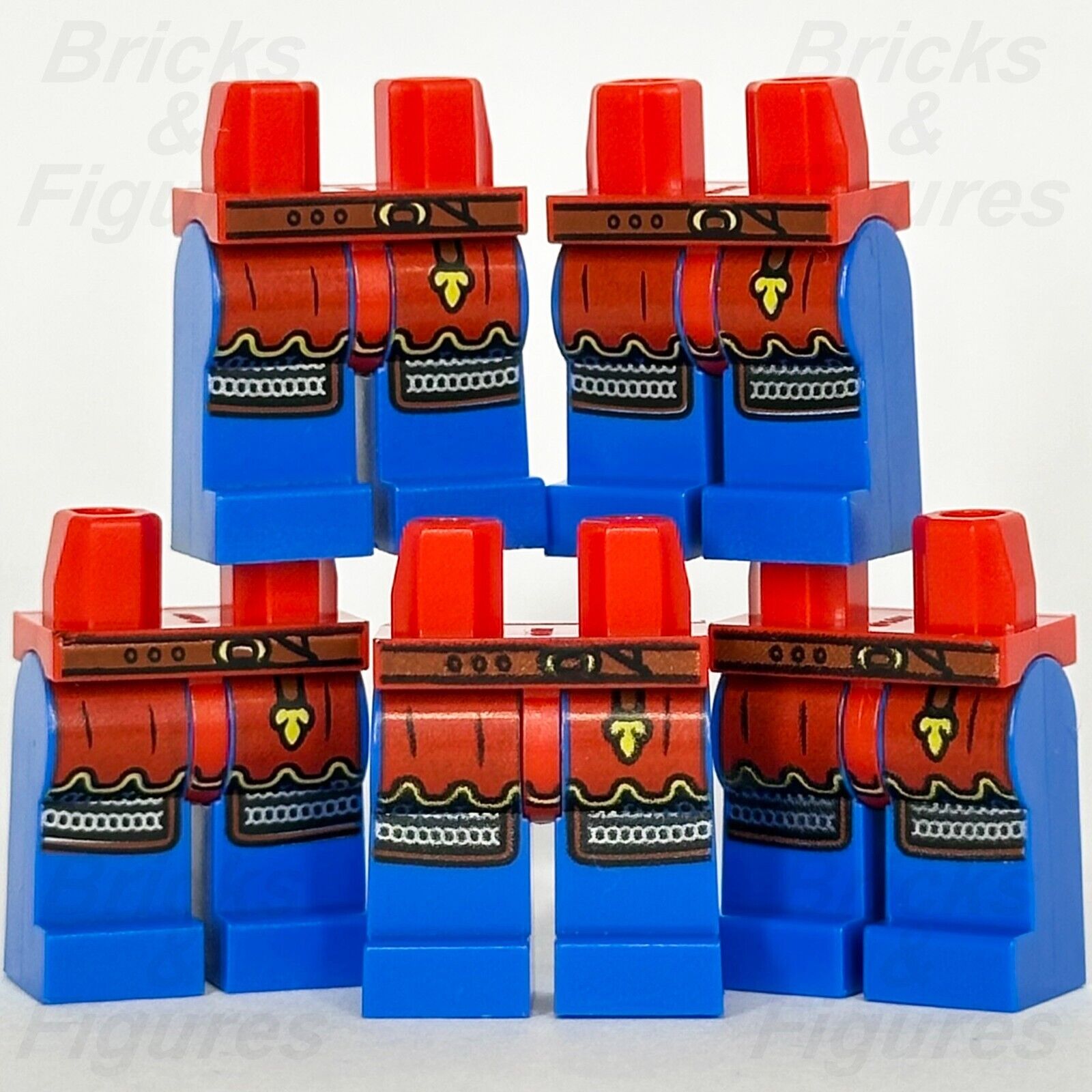 LEGO Castle Lion Knight Legs Minifigure Part Red Hips 10305 10332 910029 x 5 - Bricks & Figures