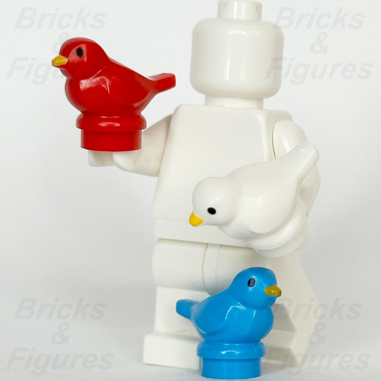 LEGO Small White Blue Red Bird Animal Minifigure Part x 3 Little Birds 41835pb01 - Bricks & Figures