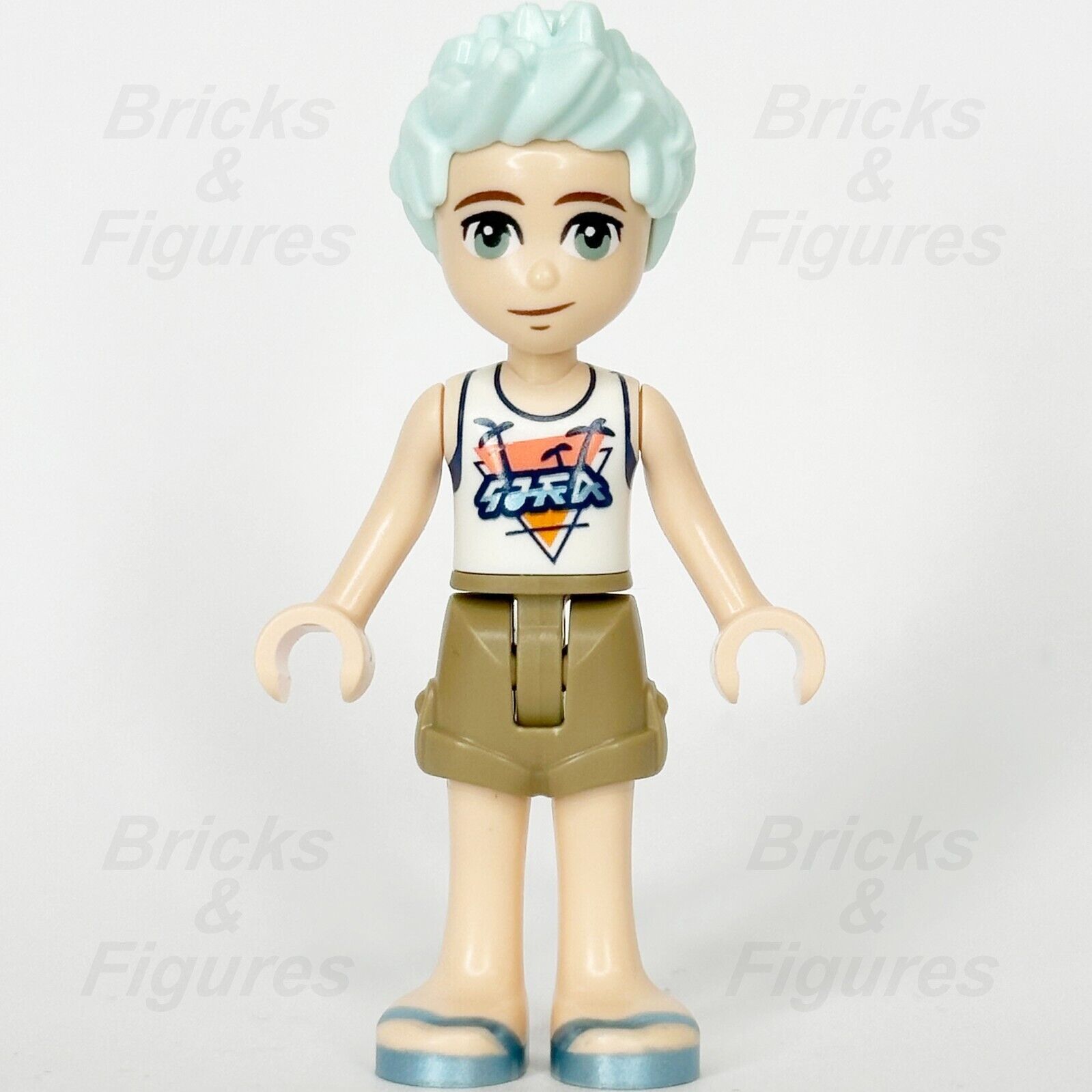 LEGO Friends Charli Minifigure White Top Palm Trees Tan Shorts 41737 frnd644 - Bricks & Figures