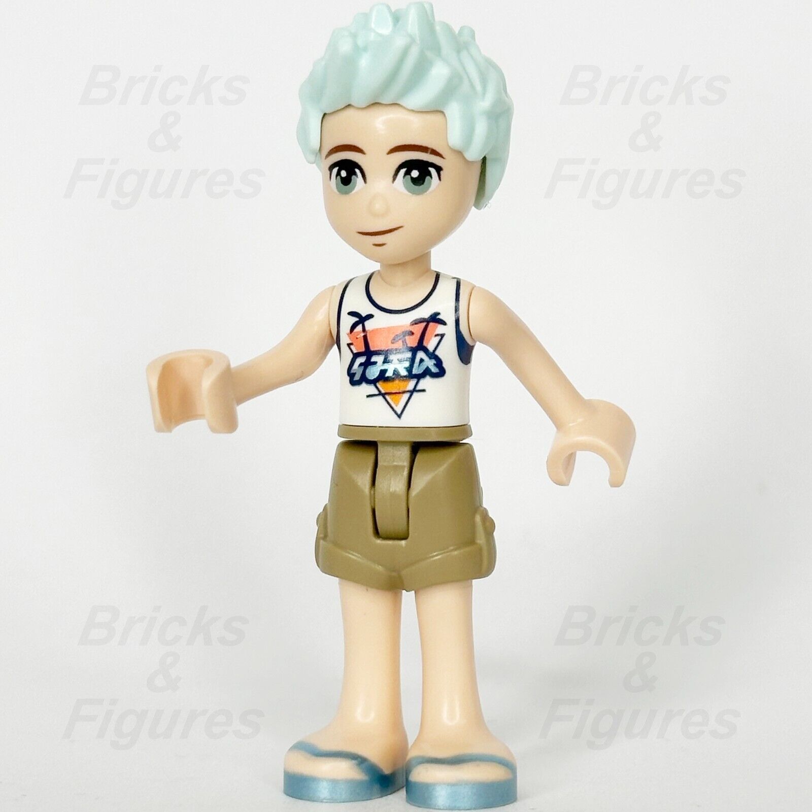 LEGO Friends Charli Minifigure White Top Palm Trees Tan Shorts 41737 frnd644 - Bricks & Figures