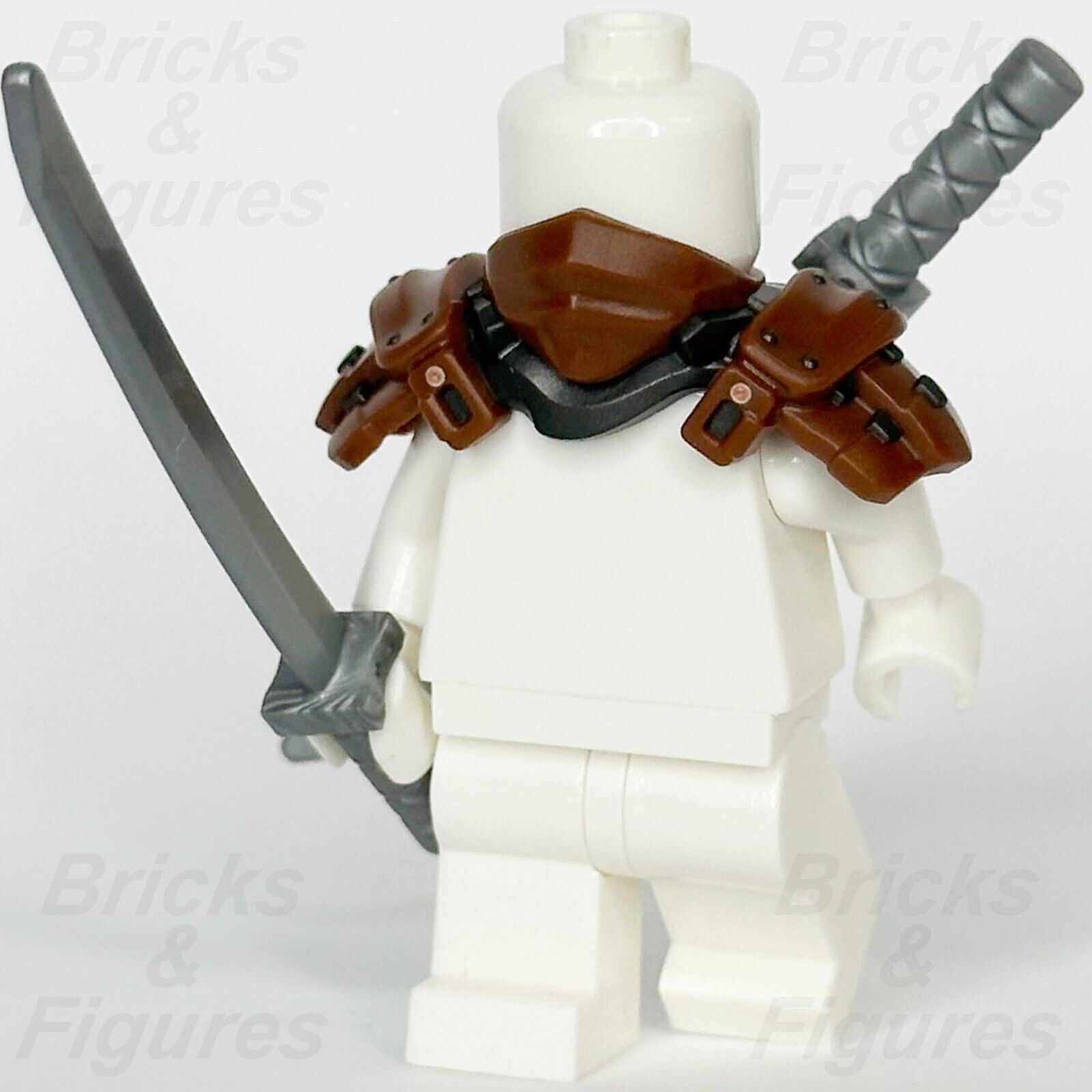 LEGO Ninjago Minifigure Shoulder Armour Part Reddish Brown Scabbard w/ 2 Swords - Bricks & Figures