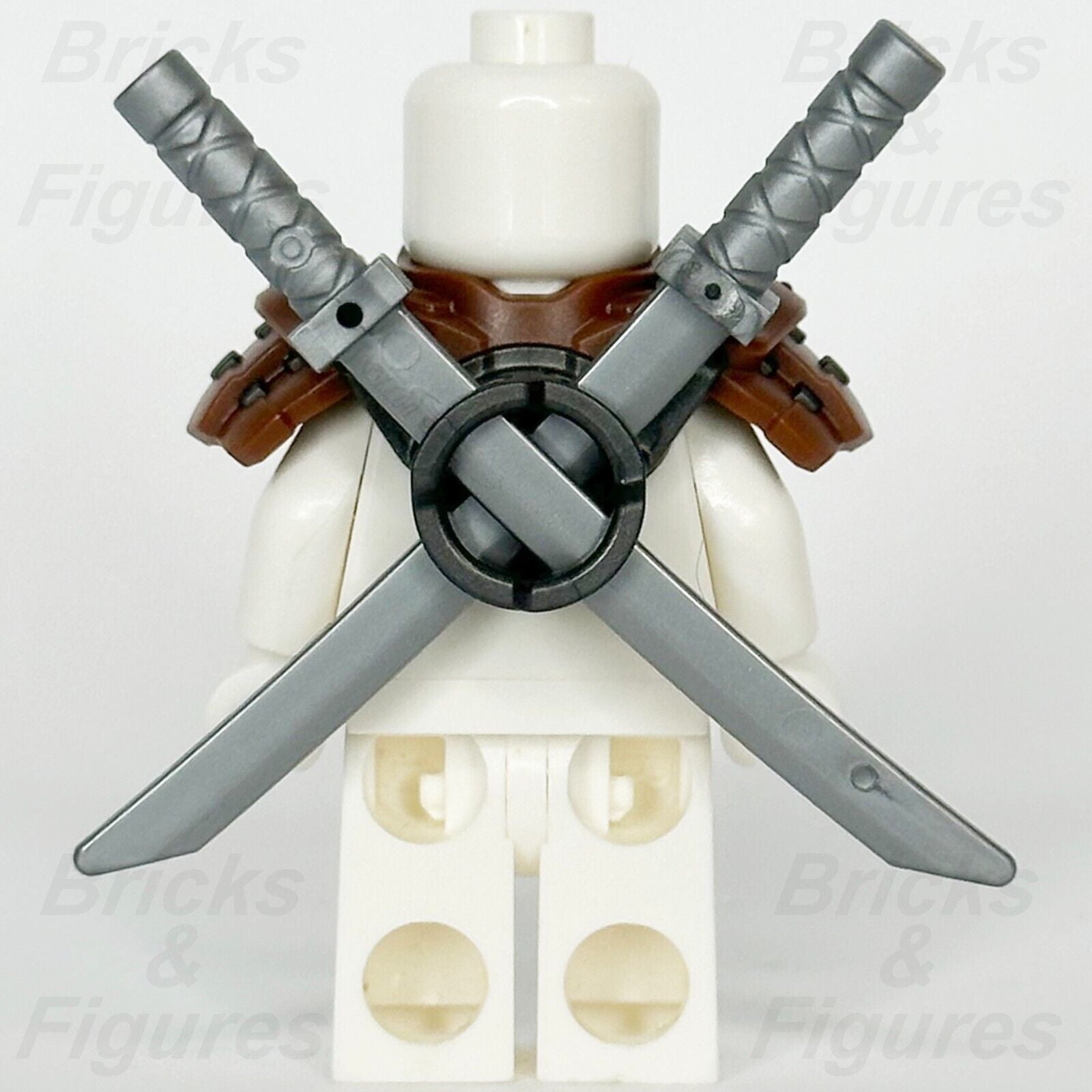 LEGO Ninjago Minifigure Shoulder Armour Part Reddish Brown Scabbard w/ 2 Swords - Bricks & Figures