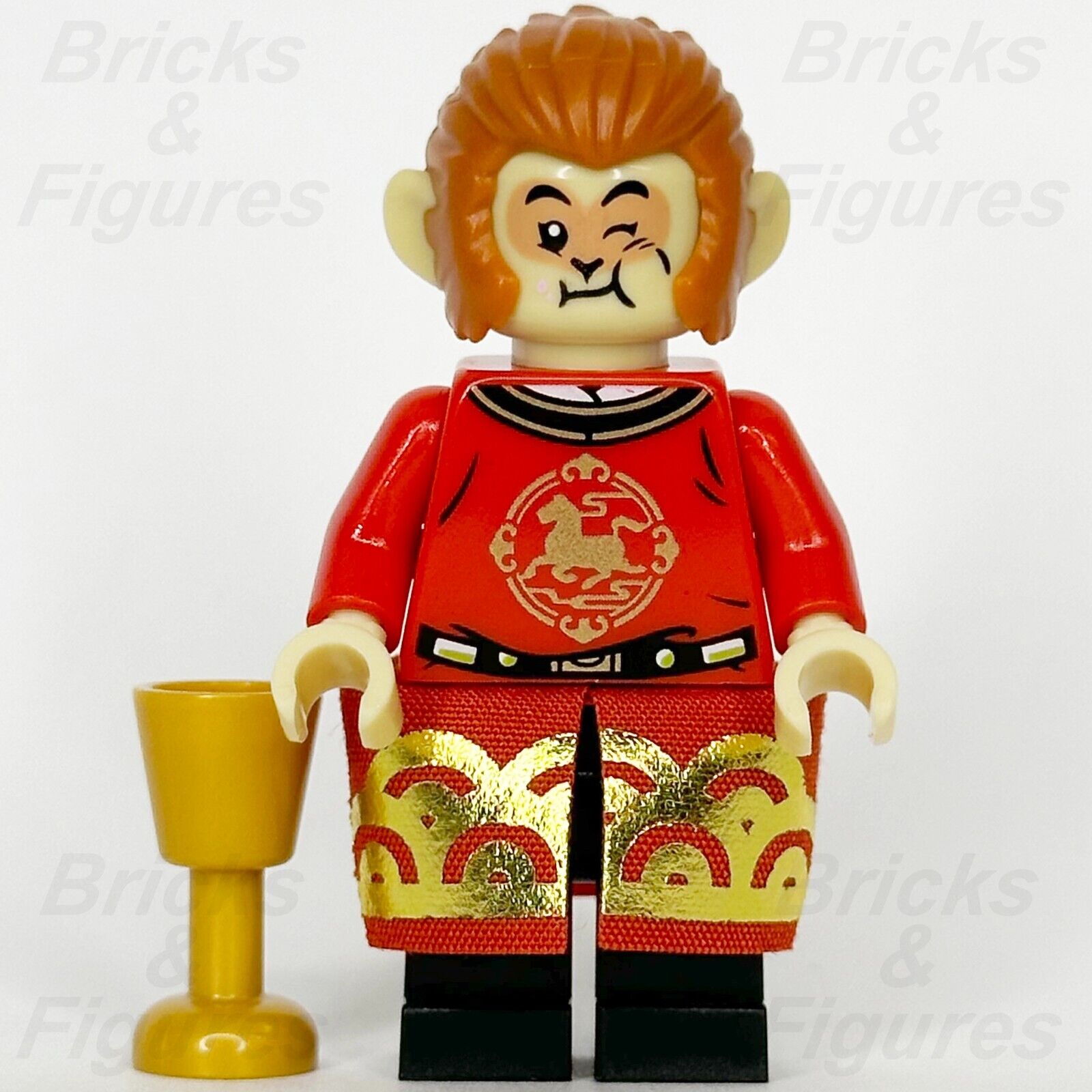 LEGO Monkie Kid Warden Monkey King Minifigure with Skirt Gold Cup 80039 mk098