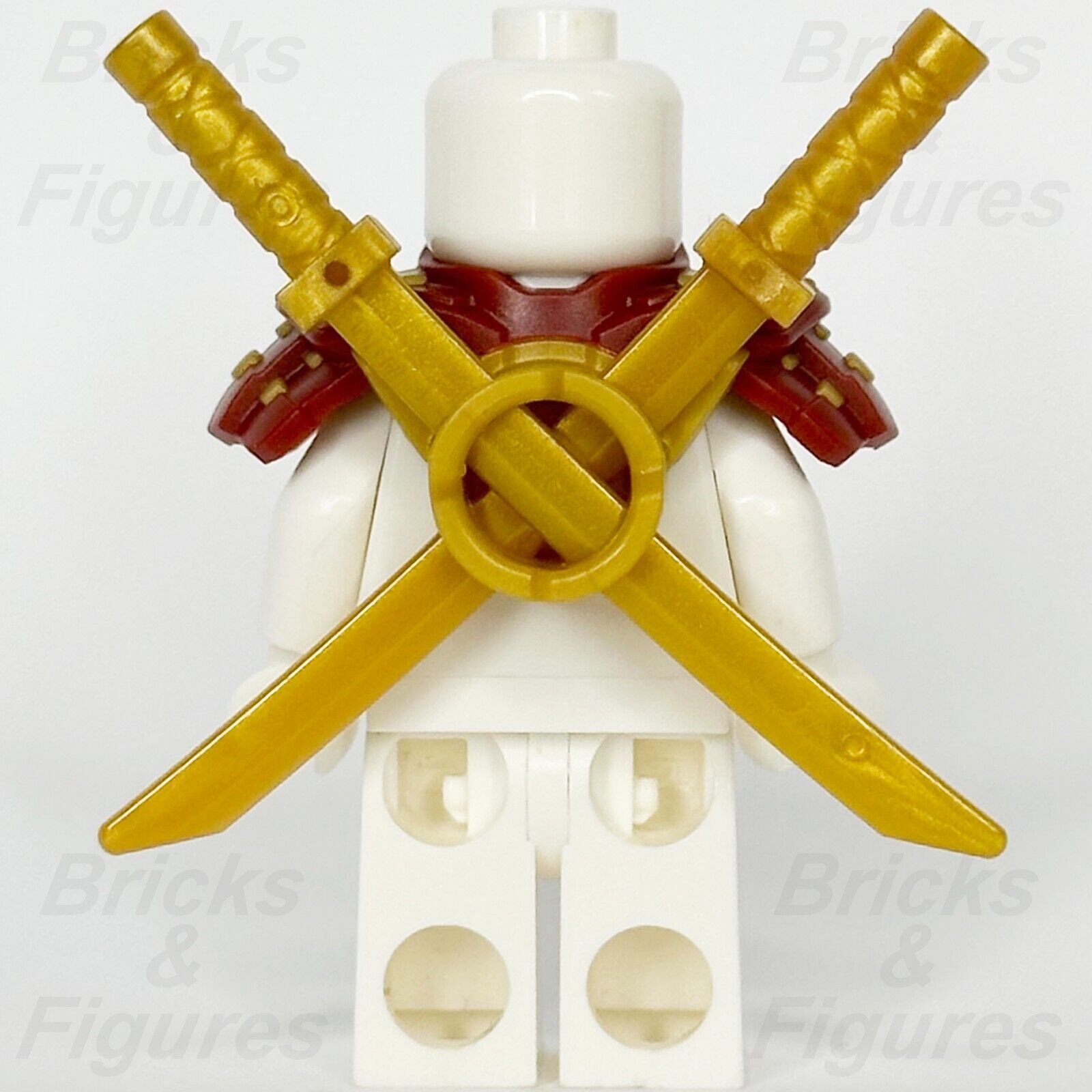 LEGO Ninjago Minifigure Shoulder Armour Part Dark Red Scabbard 2 Katana Swords - Bricks & Figures