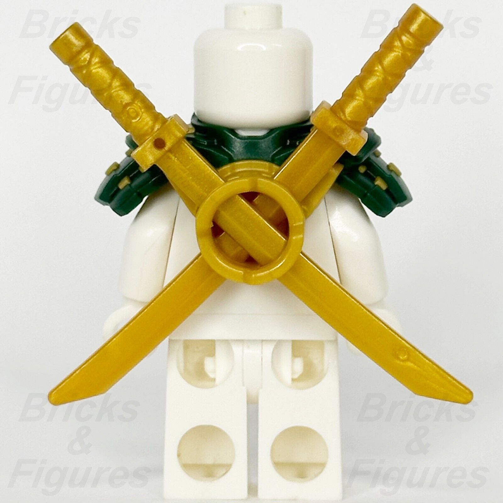 LEGO Ninjago Minifigure Shoulder Armour Part Dark Green Scabbard 2 Katana Swords - Bricks & Figures