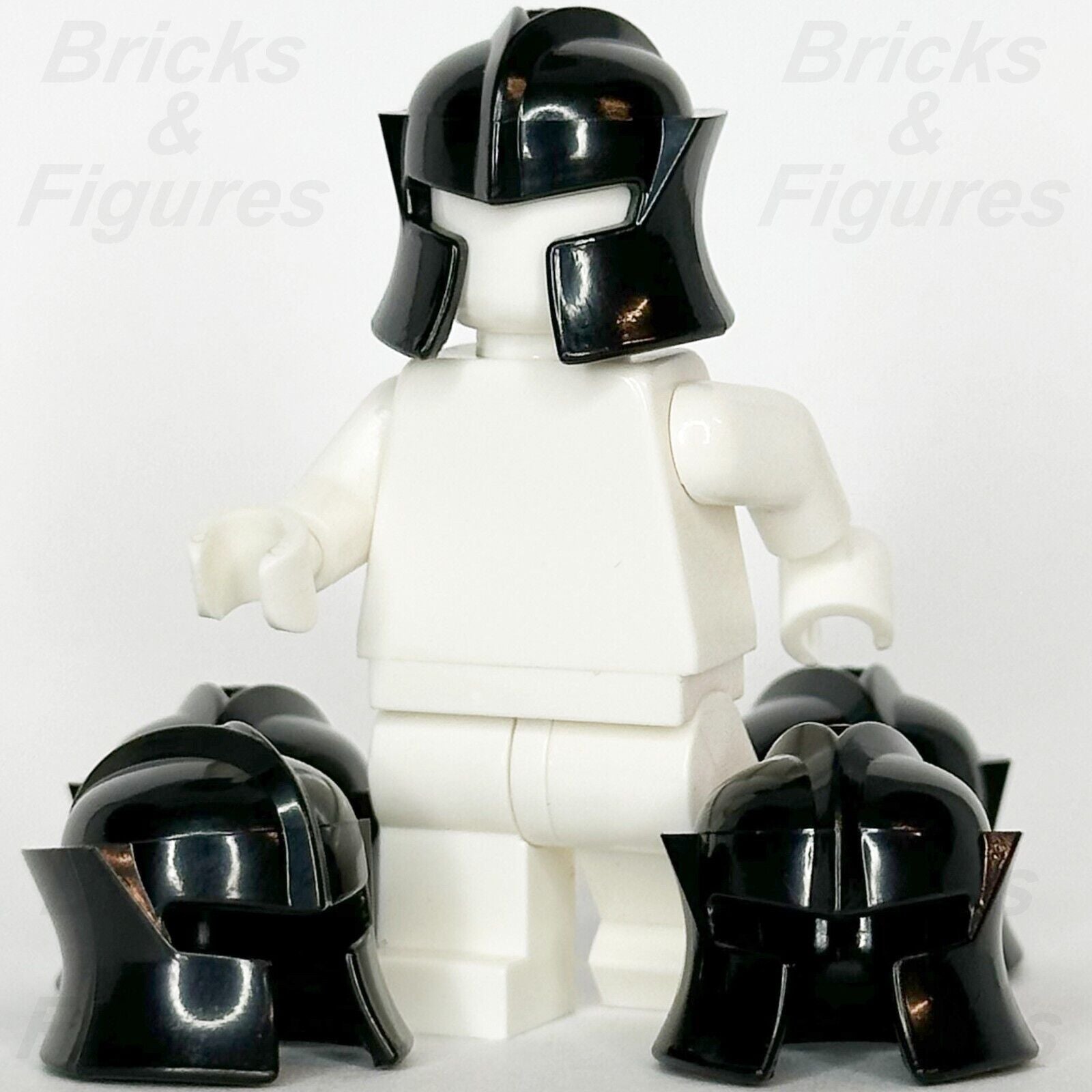 LEGO Castle Black Knight Helmet w/ Cheek Protection Minifigure Part 48493 x 5 - Bricks & Figures