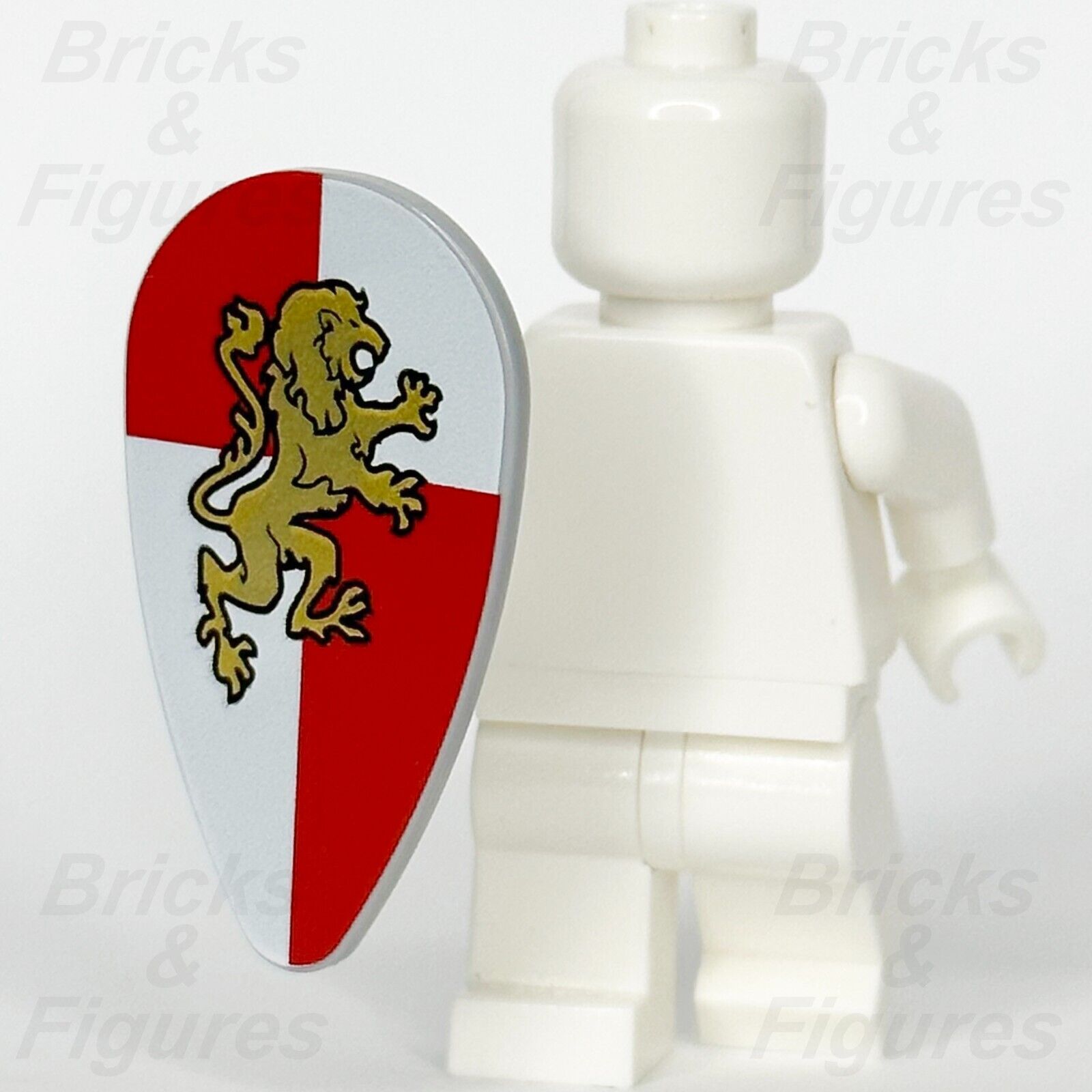 LEGO® Castle Shield Ovoid Gold Lion Minifigure Weapon Part Kingdoms 2586px19 - Bricks & Figures