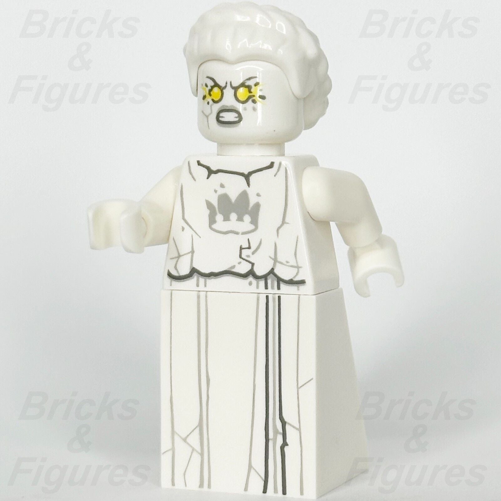 LEGO Nexo Knights White Stone Statue Minifigure Yellow Eyes Crown 70357 nex121 - Bricks & Figures