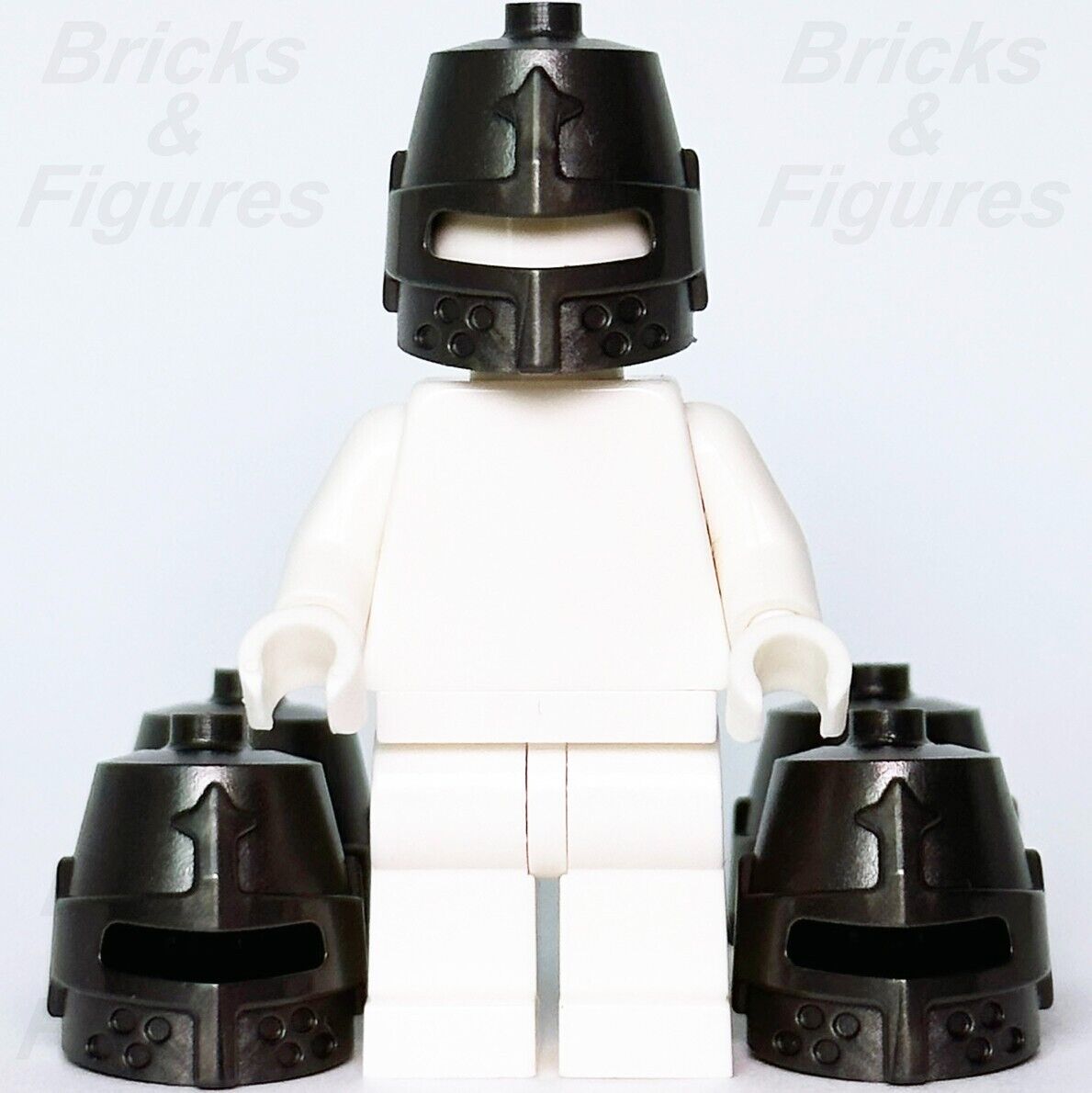 LEGO Castle 5 x Knight Closed Helmet Pearl Dark Grey Minifigure Part 89520 New - Bricks & Figures